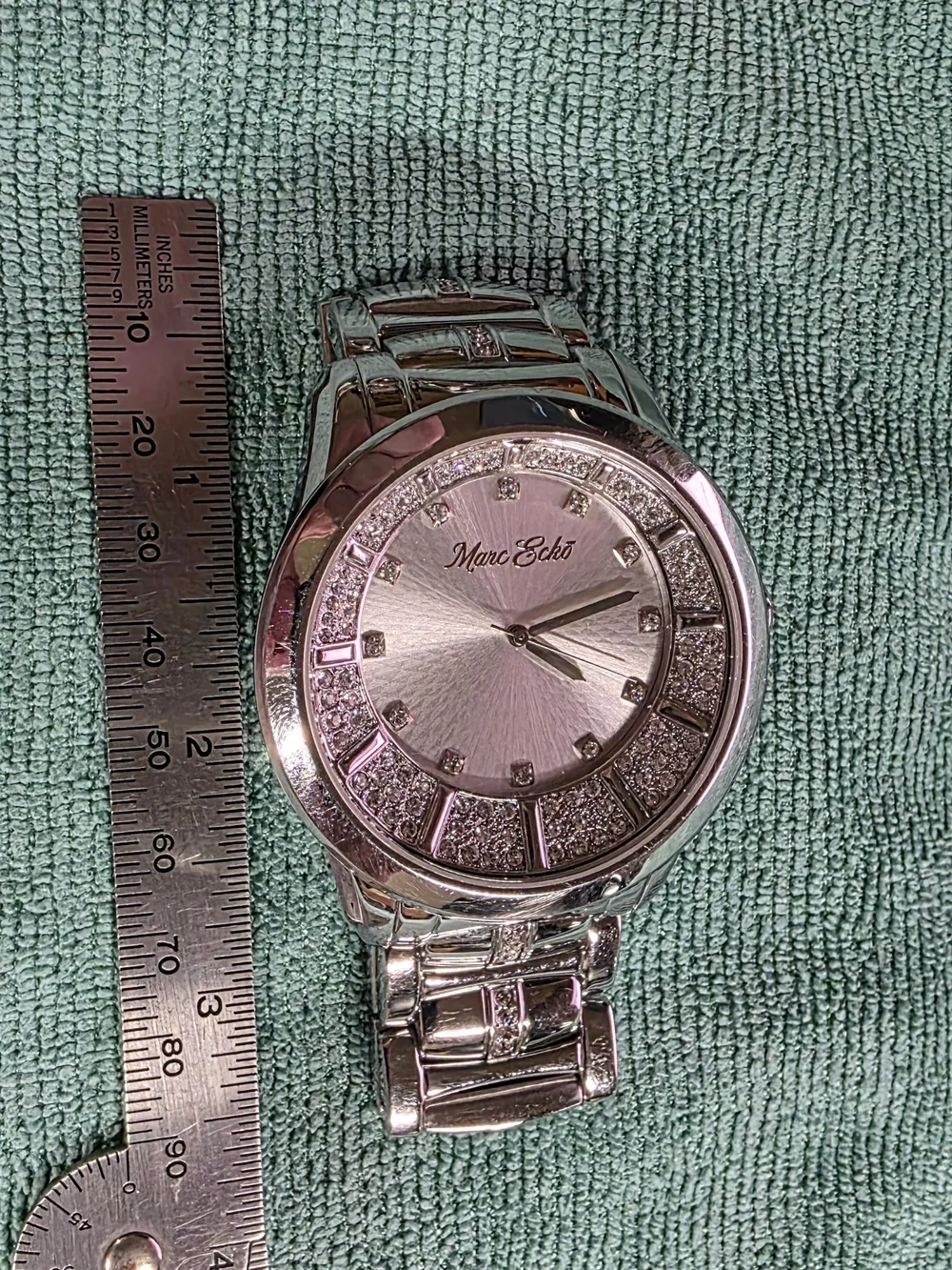 Marc Ecko Men’s Silver-Tone Crystal Accent Watch With Stainless Steel Bracelet